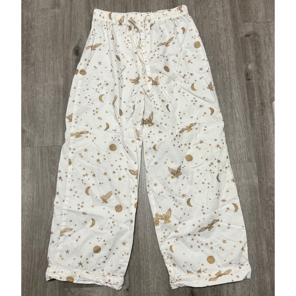 Pottery Barn Teen Harry Potter Pajama Pants, white & gold, girls size S‎